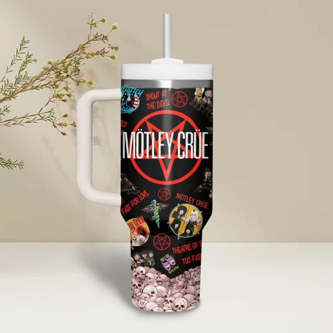 Motley Crue Music Custom Stanley Quencher 40Oz Stainless Steel Tumbler With Handle - Image 3