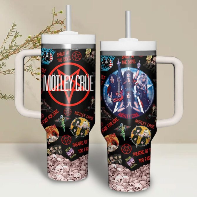 Motley Crue Music Custom Stanley Quencher 40Oz Stainless Steel Tumbler With Handle