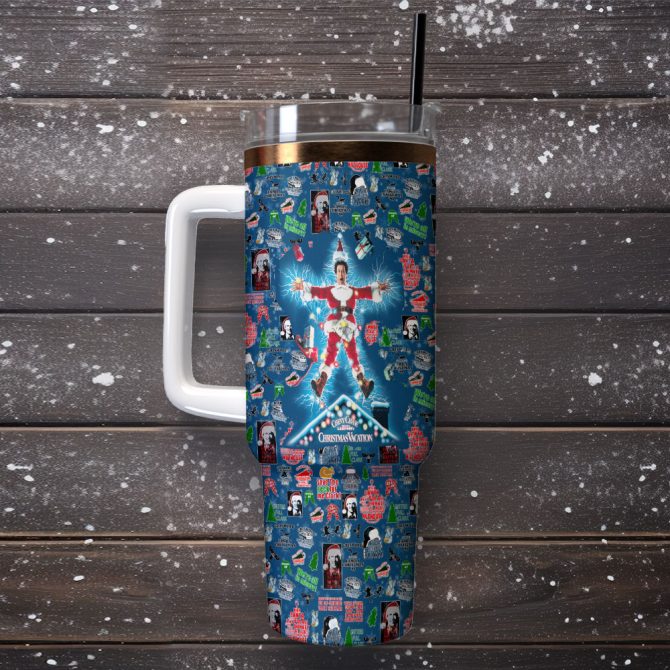 National Lampoon #8217;S Christmas Vacation Movies Custom Stanley Quencher 40Oz Stainless Steel Tumbler With Handle - Image 2