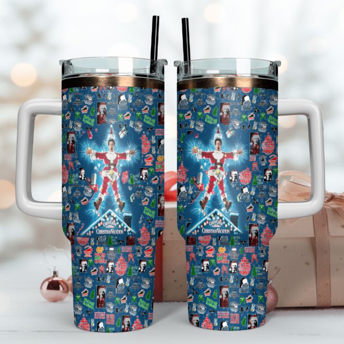 National Lampoon #8217;S Christmas Vacation Movies Custom Stanley Quencher 40Oz Stainless Steel Tumbler With Handle - Image 4