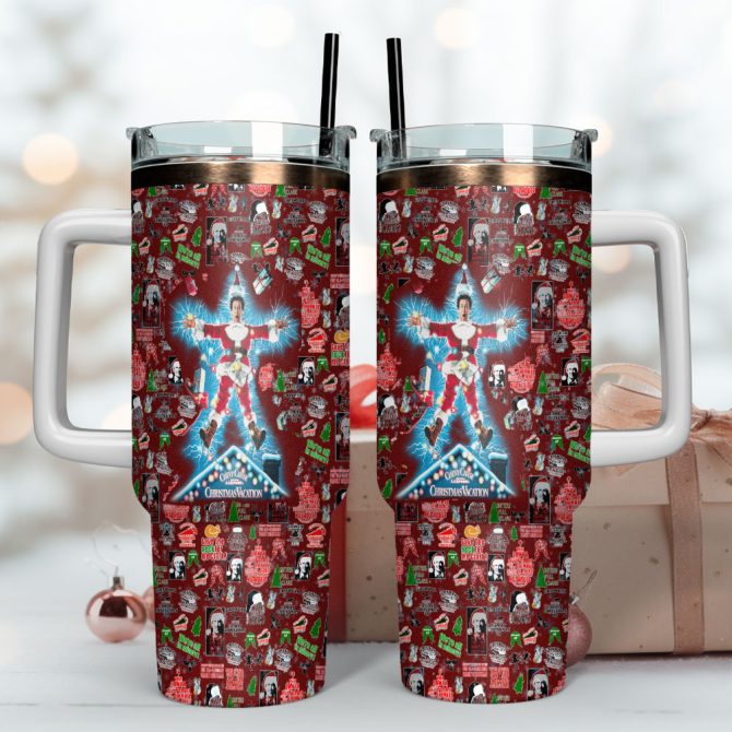 National Lampoon #8217;S Christmas Vacation Movies Custom Stanley Quencher 40Oz Stainless Steel Tumbler With Handle - Image 4