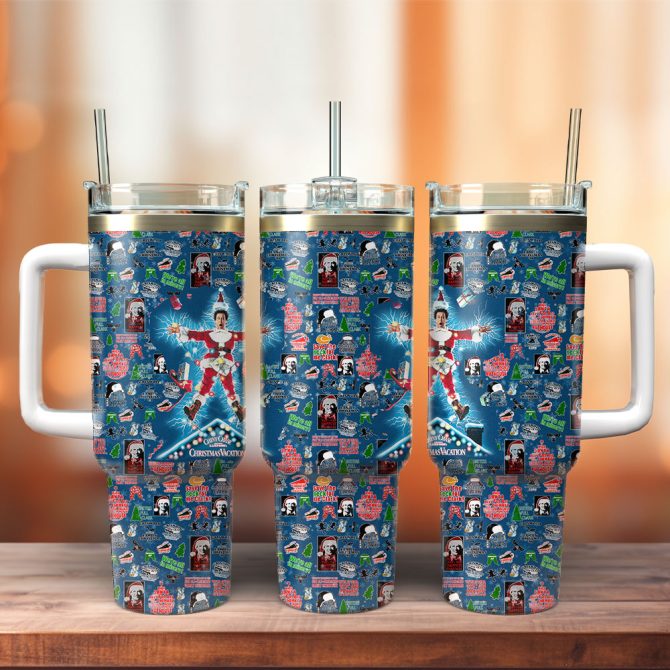 National Lampoon #8217;S Christmas Vacation Movies Custom Stanley Quencher 40Oz Stainless Steel Tumbler With Handle