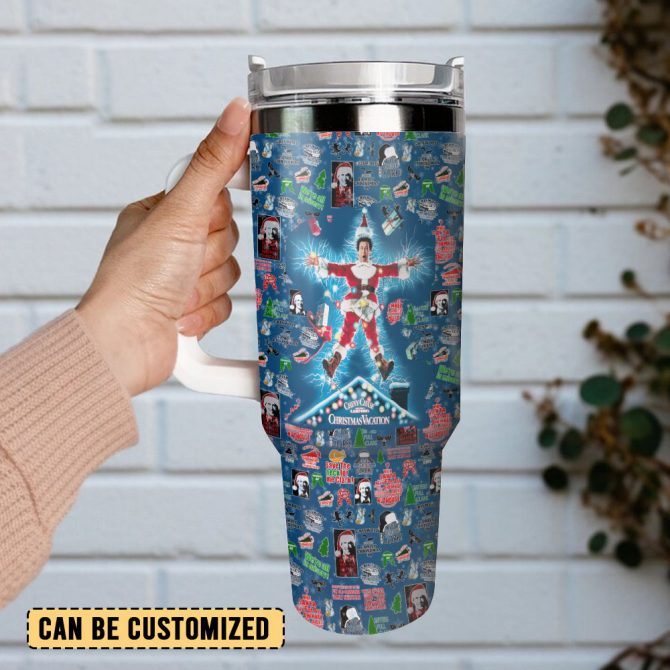 National Lampoon #8217;S Christmas Vacation Movies Custom Stanley Quencher 40Oz Stainless Steel Tumbler With Handle - Image 3