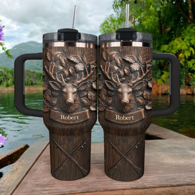 Nature Call Deer Custom Stanley Quencher 40Oz Stainless Steel Tumbler With Handle - Image 3