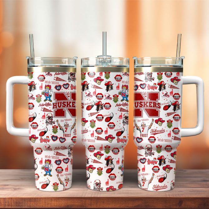 Nebraska Cornhuskers Ncaa Sports Custom Stanley Quencher 40Oz Stainless Steel Tumbler With Handle