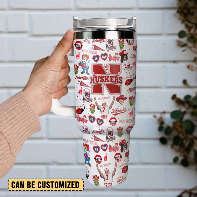 Nebraska Cornhuskers Ncaa Sports Custom Stanley Quencher 40Oz Stainless Steel Tumbler With Handle - Image 3