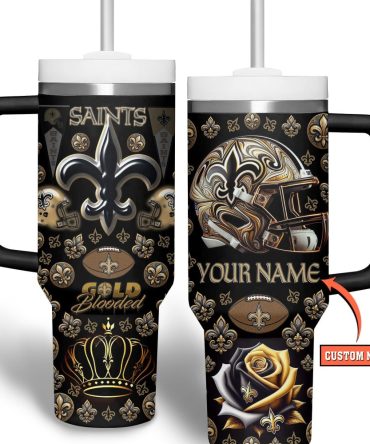 New Orleans Saints Nfl Custom Stanley Quencher 40Oz Stainless Steel Tumbler With Handle