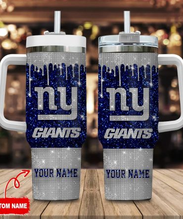 New York Giants Nfl Glitter Custom Stanley Quencher 40Oz Stainless Steel Tumbler With Handle
