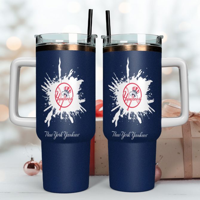 New York Yankees Mlb Sports Custom Stanley Quencher 40Oz Stainless Steel Tumbler With Handle - Image 4