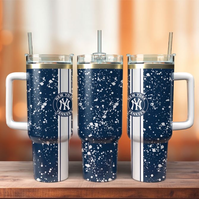 New York Yankees Mlb Sports Custom Stanley Quencher 40Oz Stainless Steel Tumbler With Handle