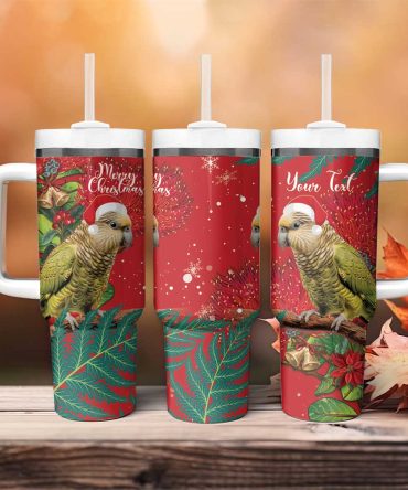 New Zealand Kakapo Christmas Meri Kirihimete Silver Fern Mix Pohutukawa Custom Stanley Quencher 40Oz Stainless Steel Tumbler