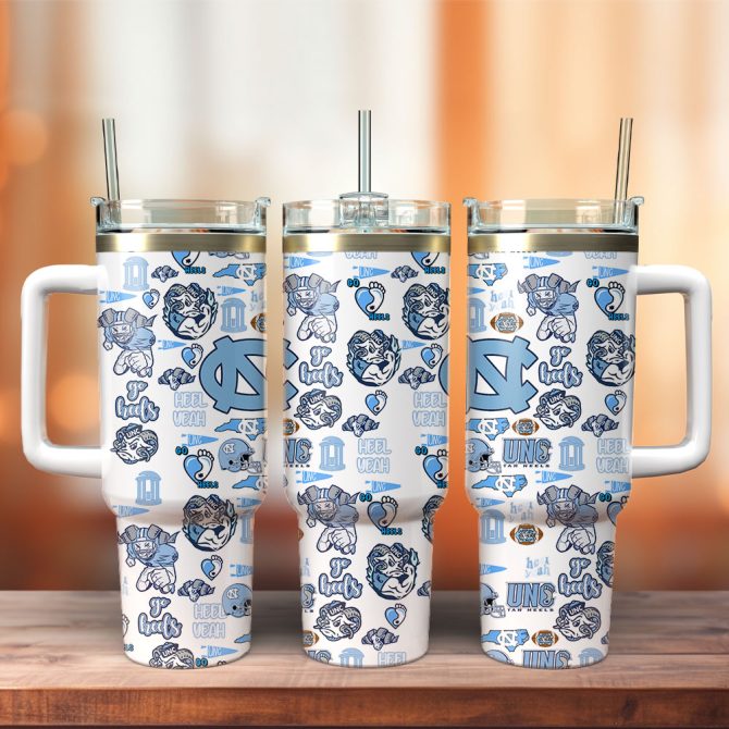 North Carolina Tar Heels Ncaa Sports Custom Stanley Quencher 40Oz Stainless Steel Tumbler With Handle