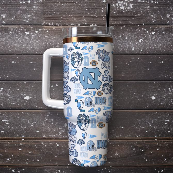 North Carolina Tar Heels Ncaa Sports Custom Stanley Quencher 40Oz Stainless Steel Tumbler With Handle - Image 2