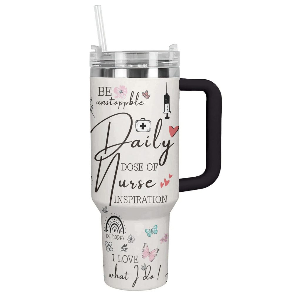 Nurse Custom Stanley Quencher 40Oz Stainless Steel Tumbler With Handle