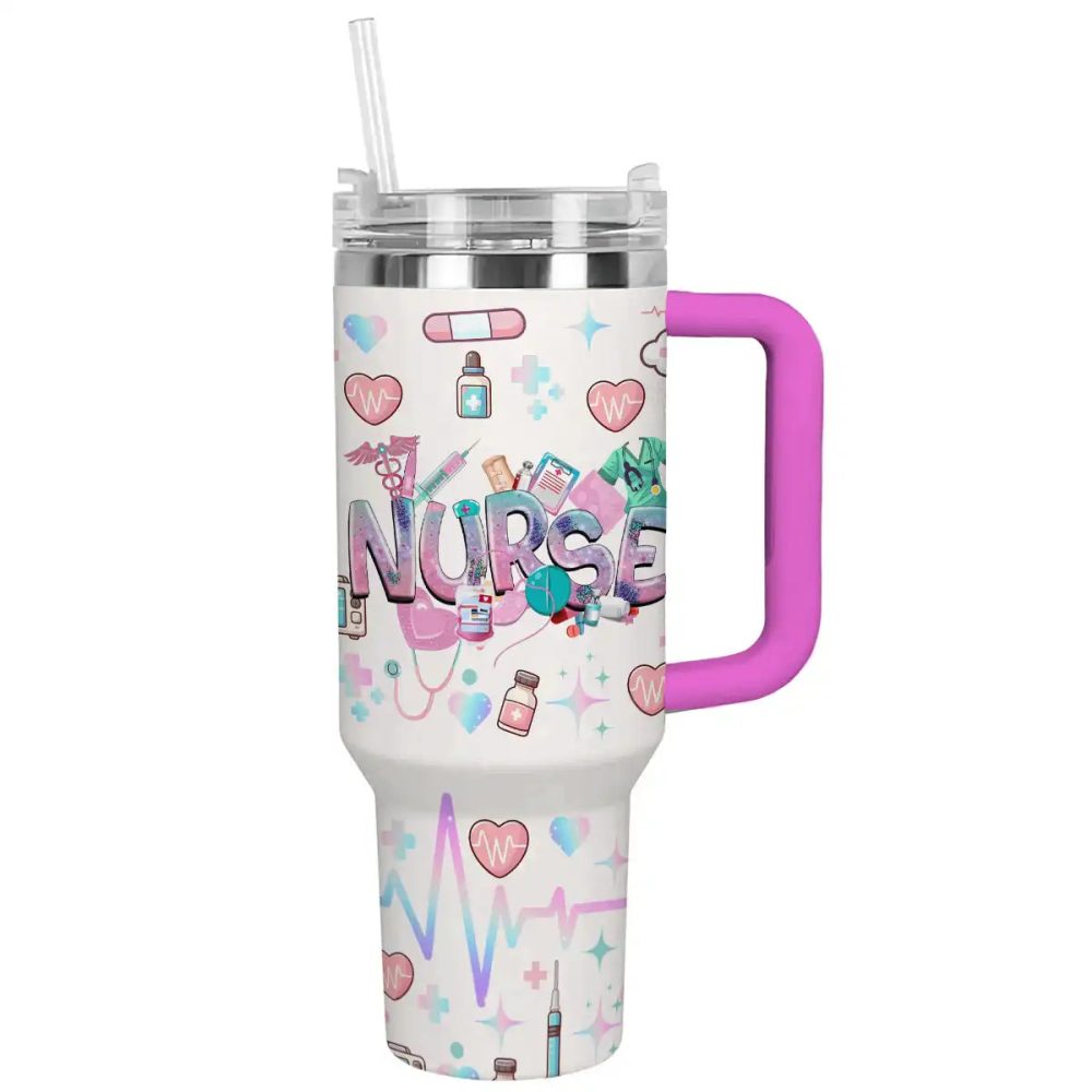 Nurse Custom Stanley Quencher 40Oz Stainless Steel Tumbler With Handle