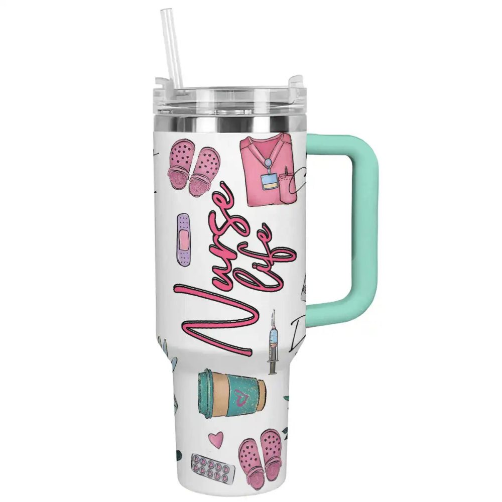 Nurse Custom Stanley Quencher 40Oz Stainless Steel Tumbler With Handle - Image 8