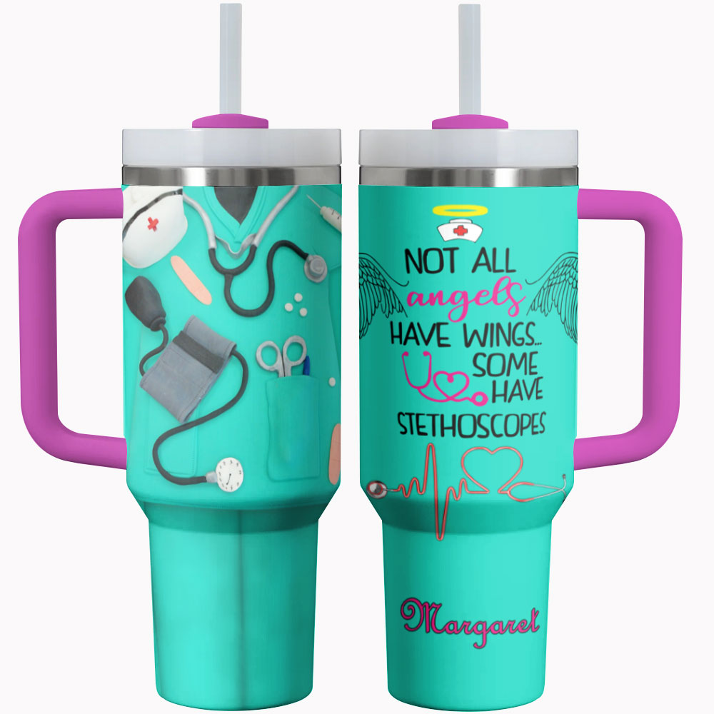 Nurse Custom Stanley Quencher 40Oz Stainless Steel Tumbler With Handle