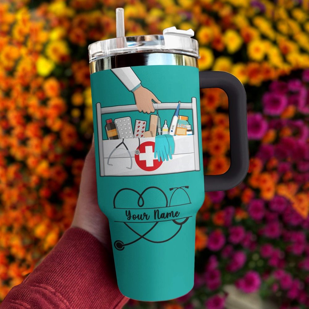 Nurse Custom Stanley Quencher 40Oz Stainless Steel Tumbler With Handle - Image 2