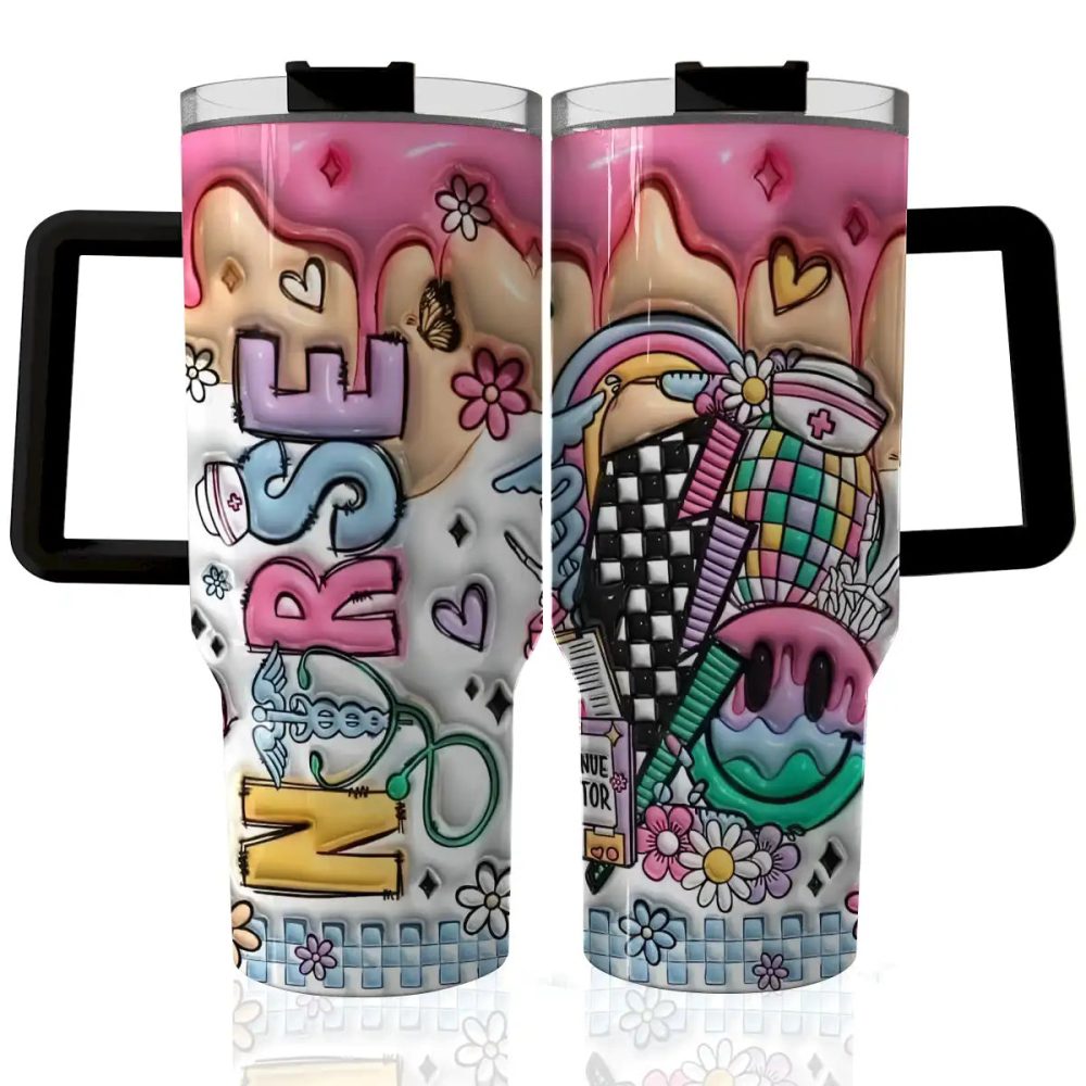 Nurse Custom Stanley Quencher 40Oz Stainless Steel Tumbler With Handle