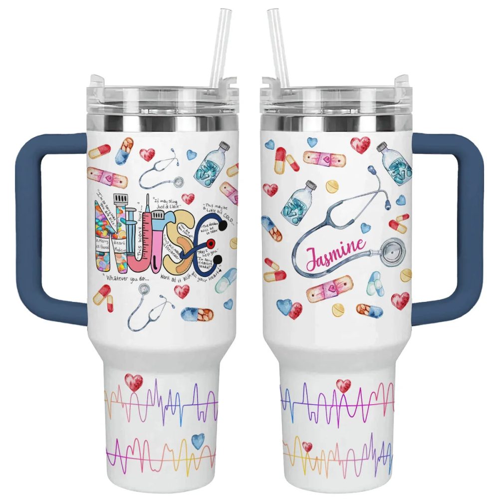 Nurse Custom Stanley Quencher 40Oz Stainless Steel Tumbler With Handle