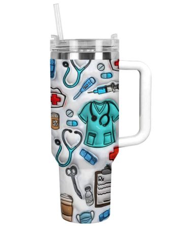 Nurse Custom Stanley Quencher 40Oz Stainless Steel Tumbler With Handle