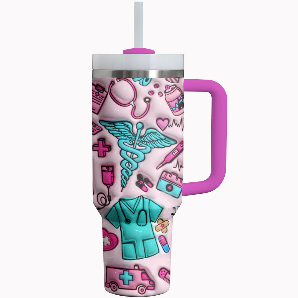 Nurse Custom Stanley Quencher 40Oz Stainless Steel Tumbler With Handle - Image 2