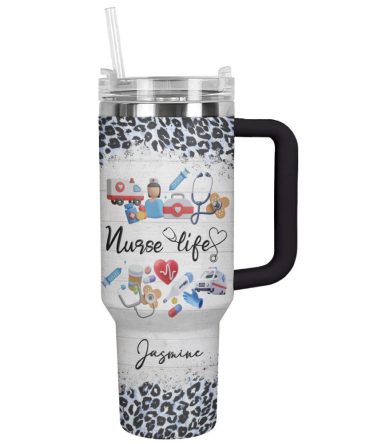 Nurse Custom Stanley Quencher 40Oz Stainless Steel Tumbler With Handle