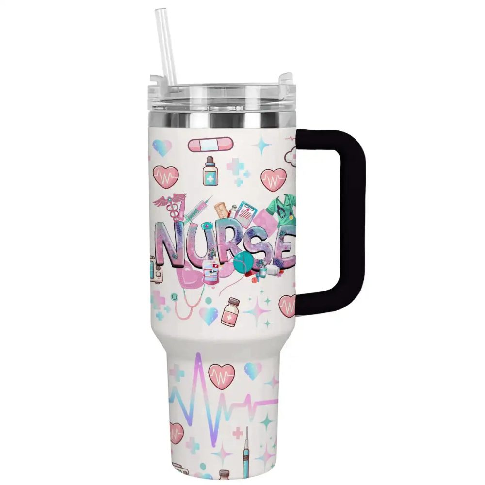Nurse Custom Stanley Quencher 40Oz Stainless Steel Tumbler With Handle - Image 2