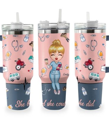 Nurse Custom Stanley Quencher 40Oz Stainless Steel Tumbler With Handle