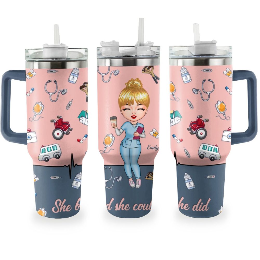 Nurse Custom Stanley Quencher 40Oz Stainless Steel Tumbler With Handle