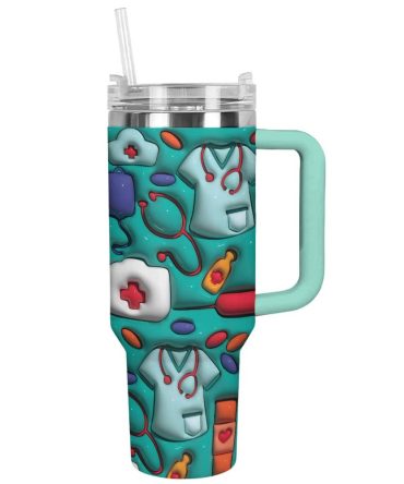 Nurse Custom Stanley Quencher 40Oz Stainless Steel Tumbler With Handle