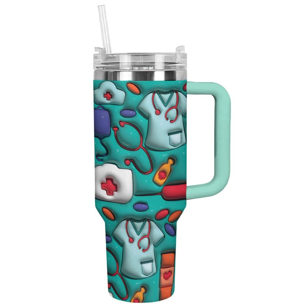 Nurse Custom Stanley Quencher 40Oz Stainless Steel Tumbler With Handle