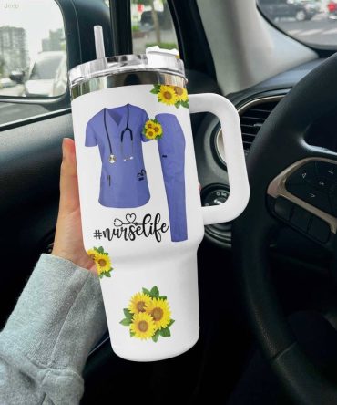 Nurse Custom Stanley Quencher 40Oz Stainless Steel Tumbler With Handle