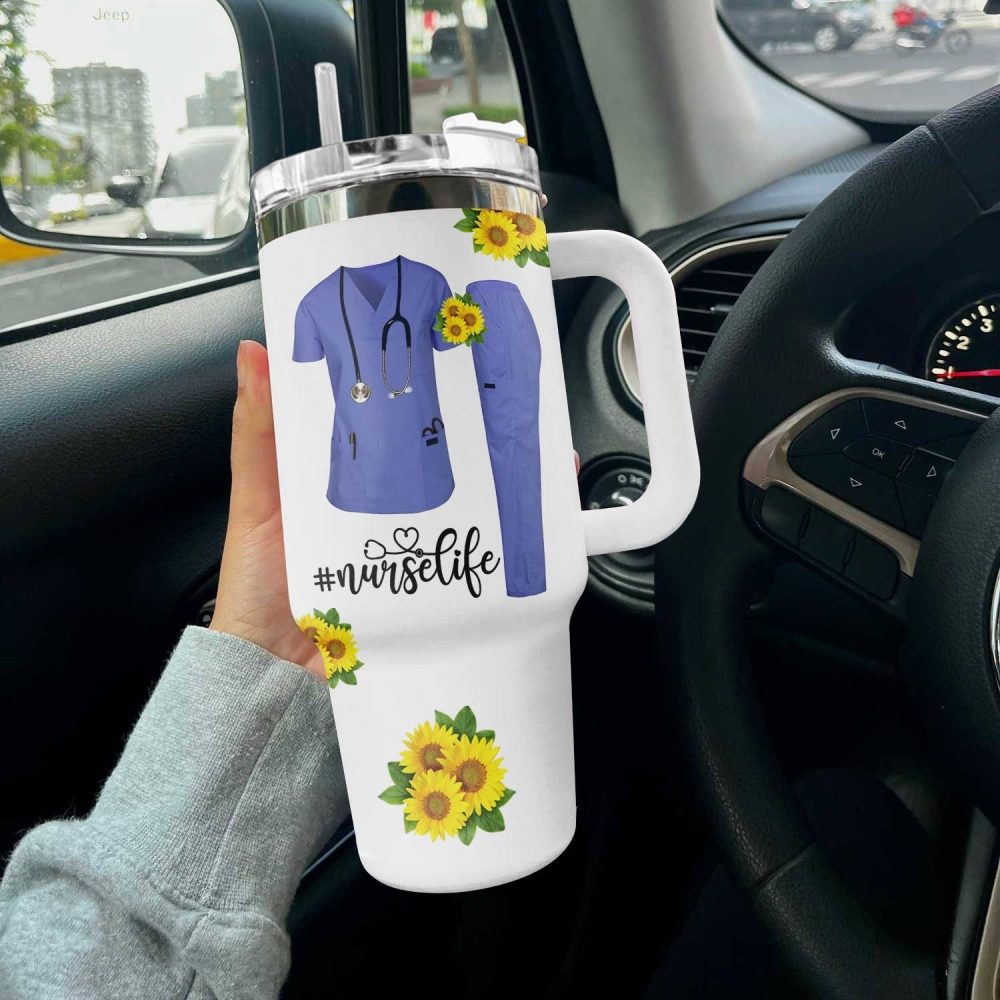 Nurse Custom Stanley Quencher 40Oz Stainless Steel Tumbler With Handle