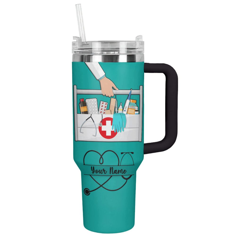Nurse Custom Stanley Quencher 40Oz Stainless Steel Tumbler With Handle