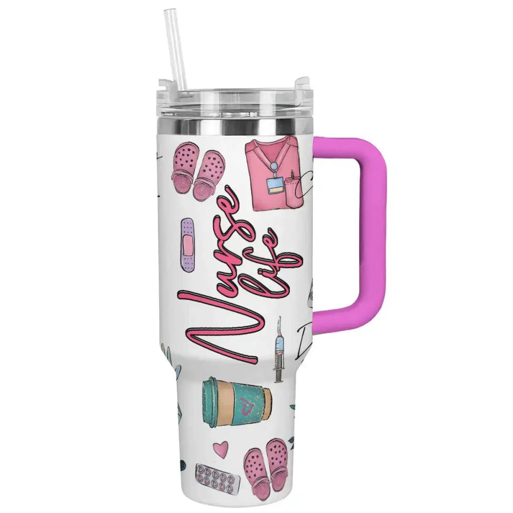 Nurse Custom Stanley Quencher 40Oz Stainless Steel Tumbler With Handle - Image 9