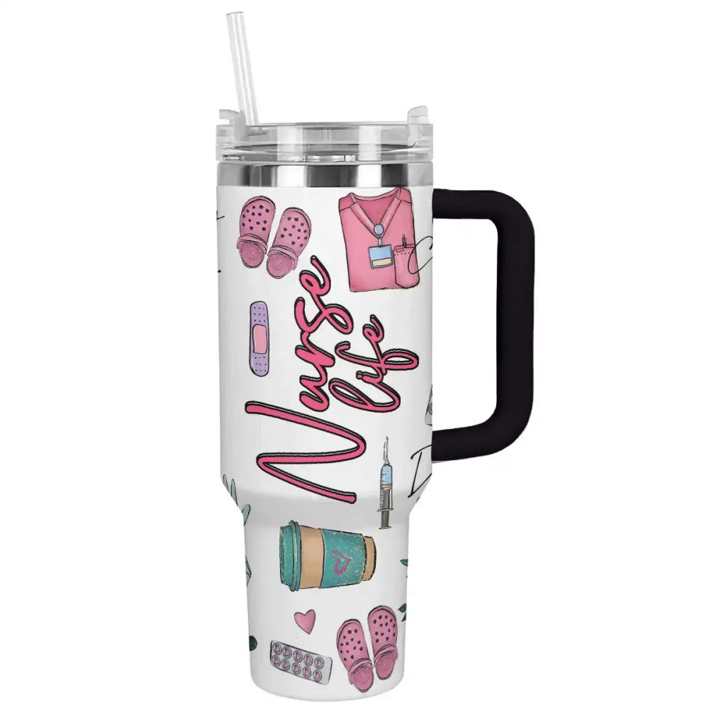 Nurse Custom Stanley Quencher 40Oz Stainless Steel Tumbler With Handle