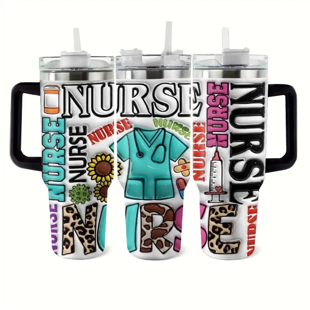 Nurse Custom Stanley Quencher 40Oz Stainless Steel Tumbler With Handle - Image 2
