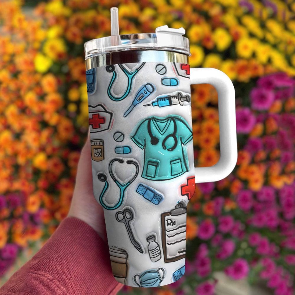 Nurse Custom Stanley Quencher 40Oz Stainless Steel Tumbler With Handle - Image 2