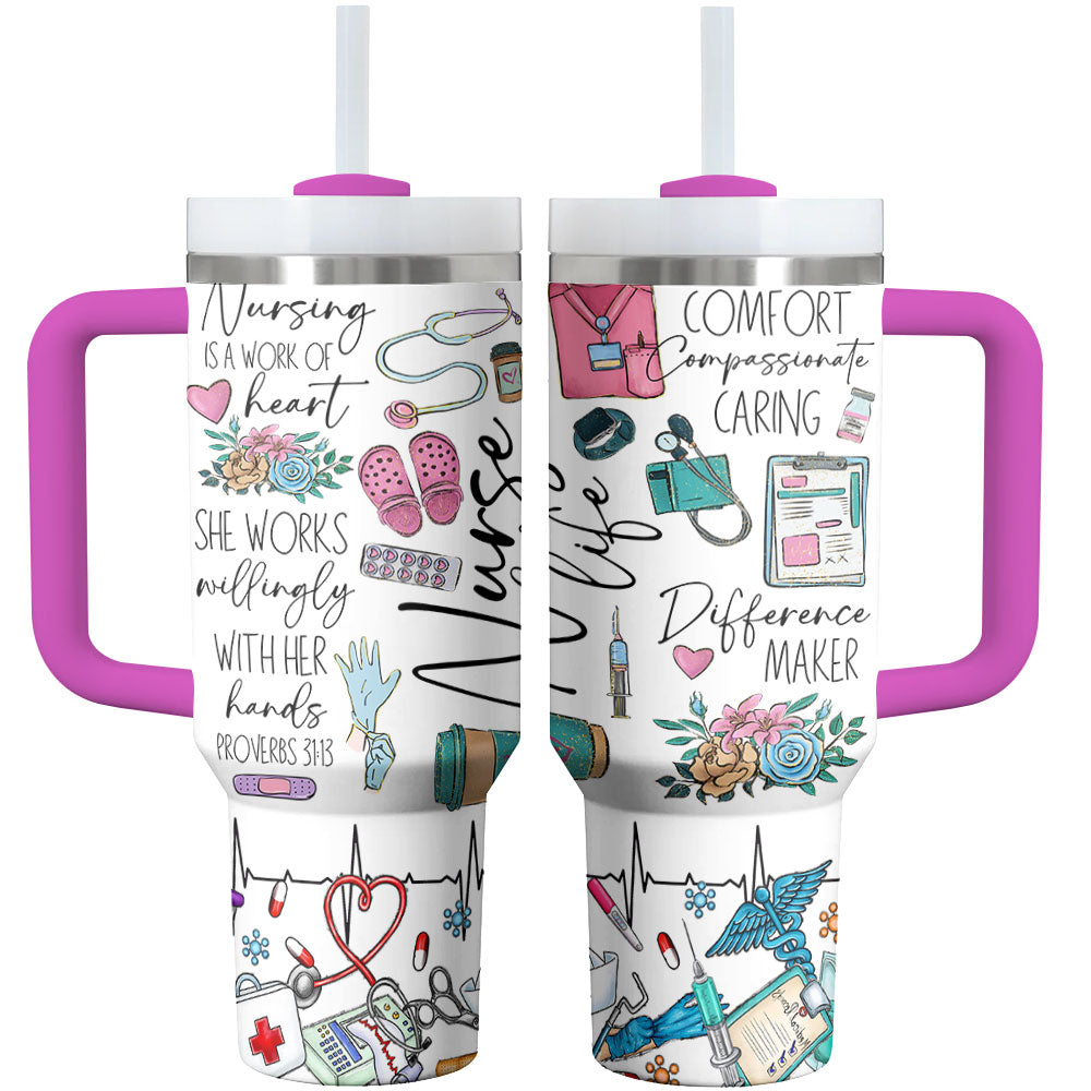 Nurse Custom Stanley Quencher 40Oz Stainless Steel Tumbler With Handle