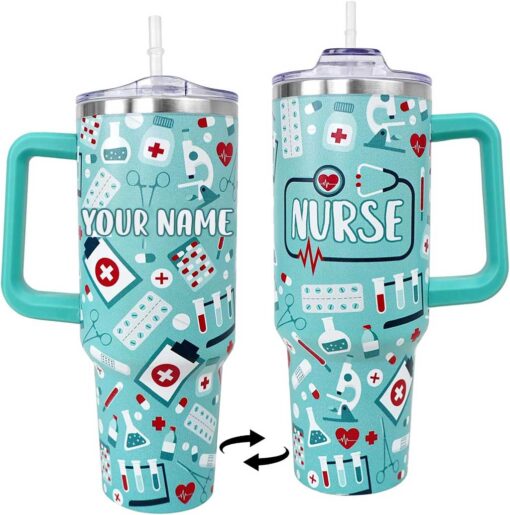 Nurse Life Custom Stanley Quencher 40Oz Stainless Steel Tumbler - Image 4