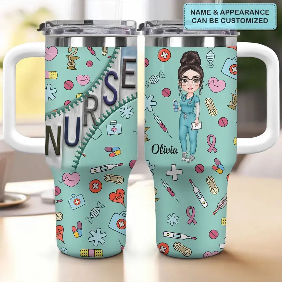 Nurse Life Custom Stanley Quencher 40Oz Stainless Steel Tumbler With Handle