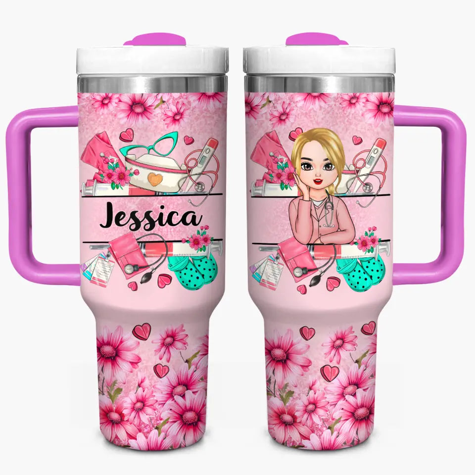 Nurse Life Custom Stanley Quencher 40Oz Stainless Steel Tumbler With Handle