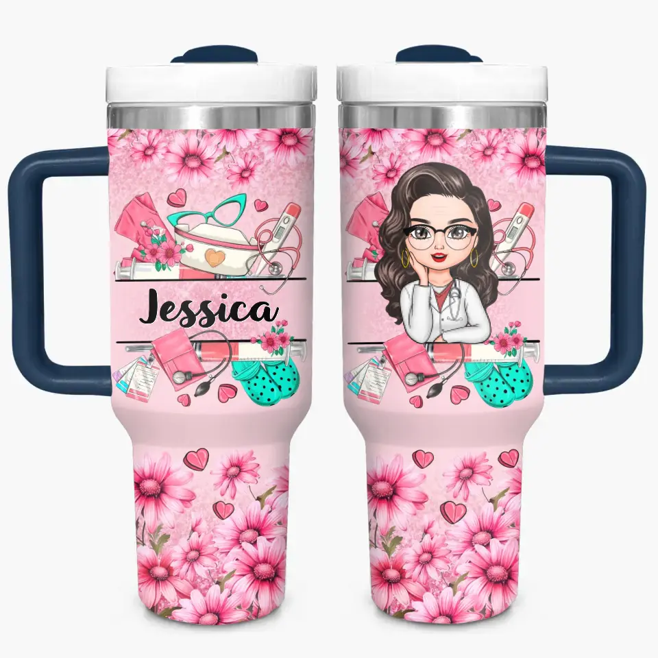 Nurse Life Custom Stanley Quencher 40Oz Stainless Steel Tumbler With Handle