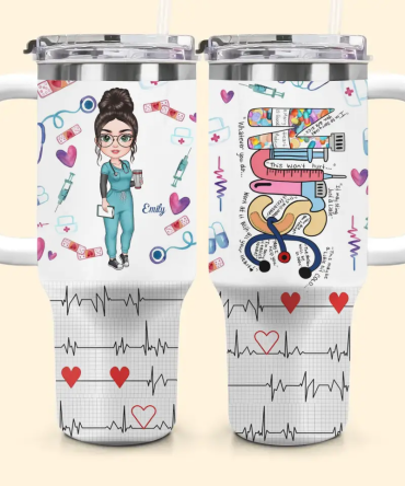 Nurse Life Custom Stanley Quencher 40Oz Stainless Steel Tumbler With Handle
