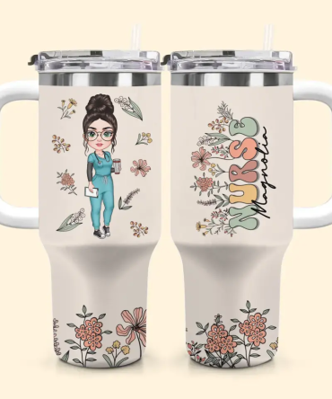 Nurse Life Custom Stanley Quencher 40Oz Stainless Steel Tumbler With Handle