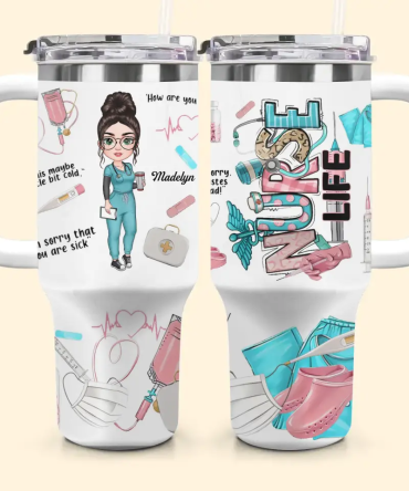 Nurse Life Custom Stanley Quencher 40Oz Stainless Steel Tumbler With Handle