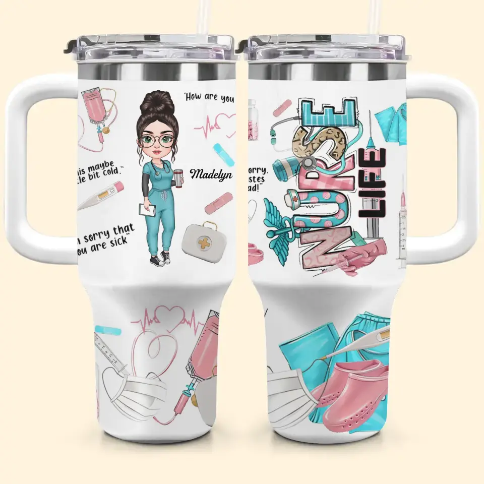 Nurse Life Custom Stanley Quencher 40Oz Stainless Steel Tumbler With Handle