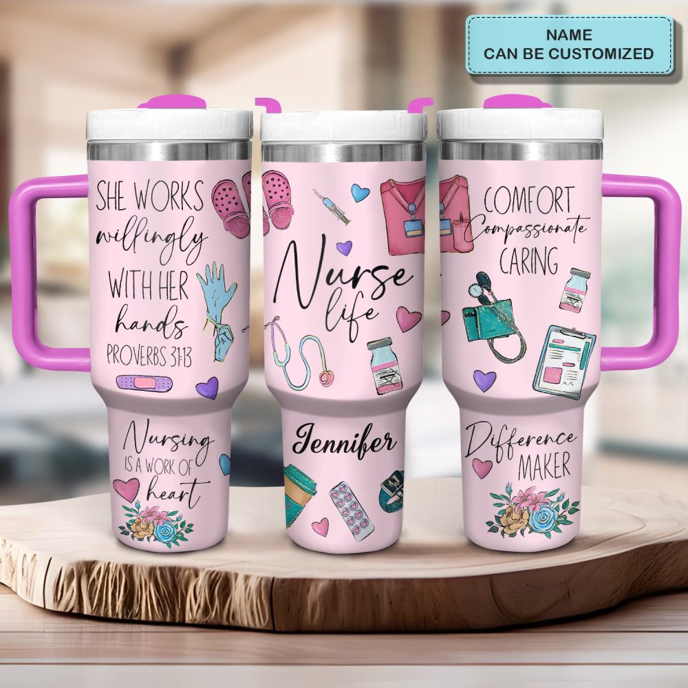Nurse Life Custom Stanley Quencher 40Oz Stainless Steel Tumbler With Handle