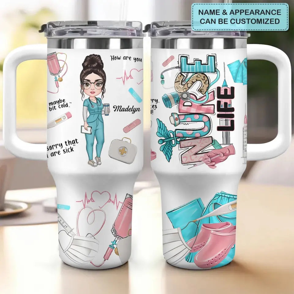 Nurse Life Custom Stanley Quencher 40Oz Stainless Steel Tumbler With Handle - Image 3